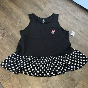 Disney Minnie Mouse Embroidered Peplum Polkadot Tank